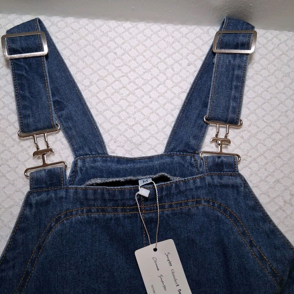 NWT Denim Overall Mini Dress Women's Sz M Casual Relaxed Fit Country Ranch Farm - Picture 8 of 11